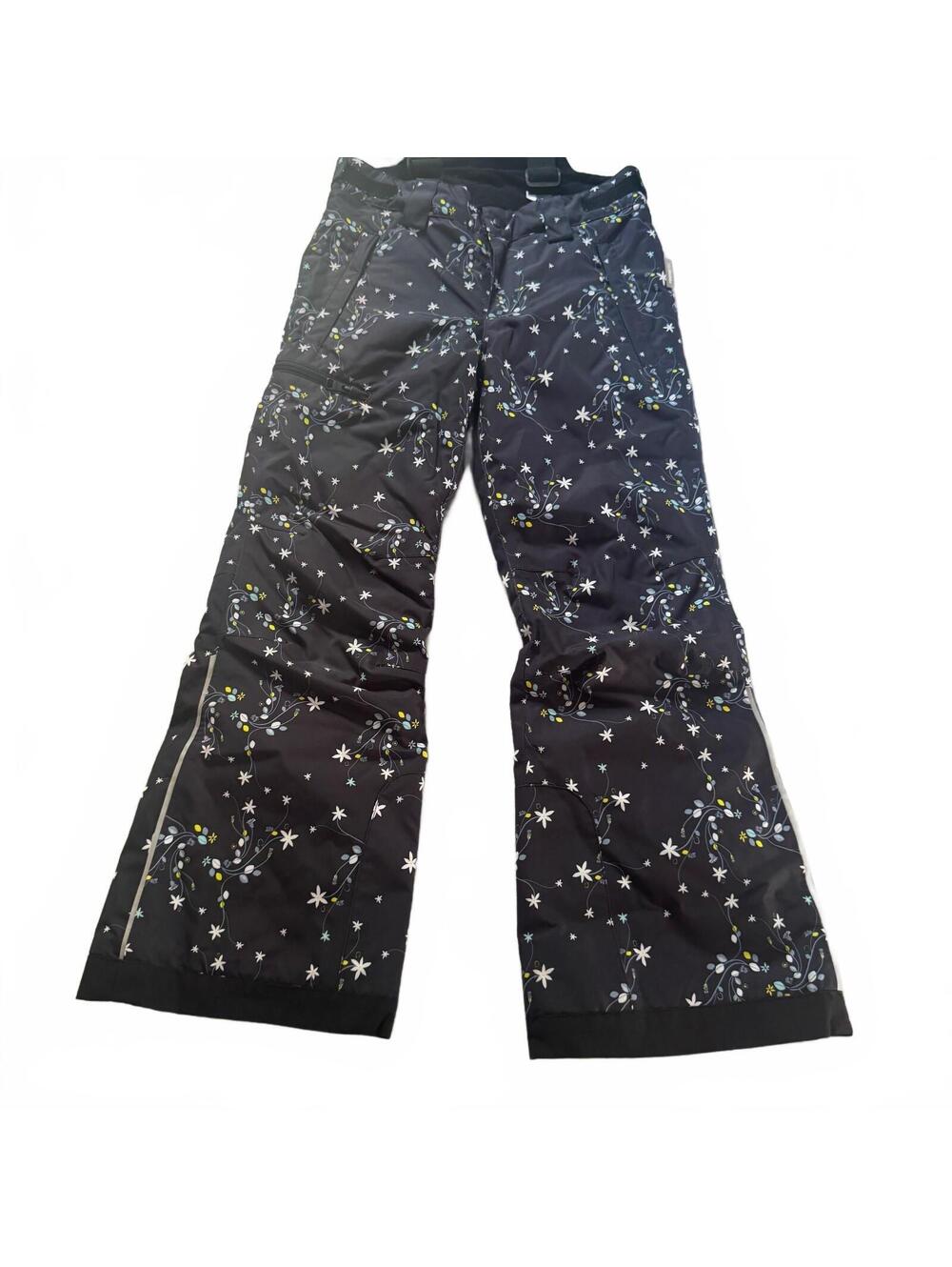 Reima Kids Terrie Reimatec Snow Ski Pants Bibs Floral Print Black Size 134 EUC - Picture 2 of 9